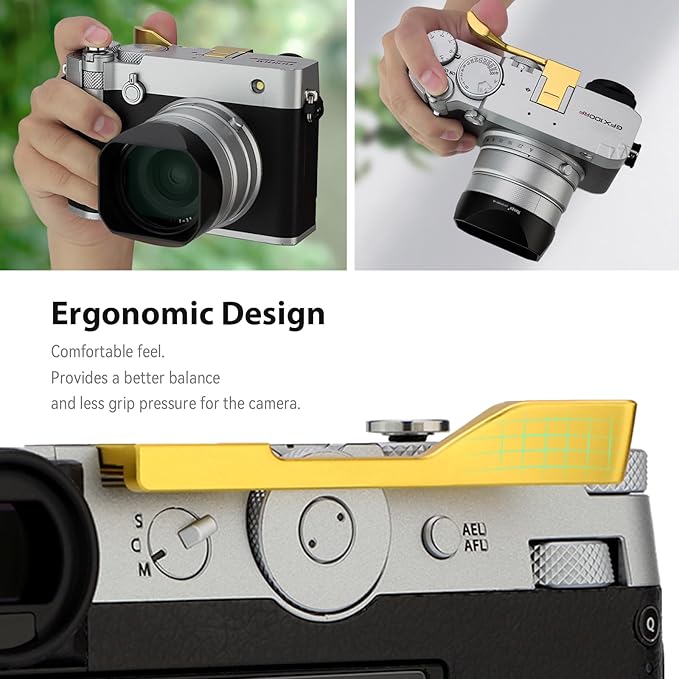 Haoge Metal Thumb Up Grip for Fujifilm GFX100RF Camera Digital Accessories GFX 100RF Hot Shoe Thumb Up Rest Support Handgrip Golden THB-GFXRFG
