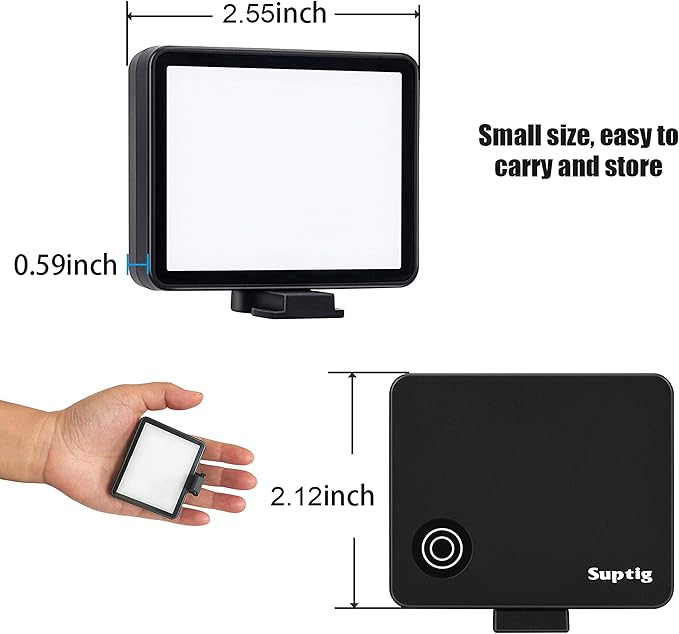 Suptig LED Video Light, Portable Photography Compatible for Gopro Hero 13, Hero 12,11,10,9,8,7,6,5,4,3,3+, DJI OSMO, AKASO, Sony DSLR Canon Camera Gopro Vlogging.