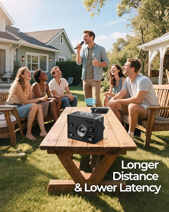 Wireless Microphones, Dual Handheld Dynamic Mic with Ultra-Stable Rechargeable Receiver | 200ft Freedom |Zero Dropouts | 40H Duration |Plug and Play| Karaoke Microphone for Singing, Meeting
