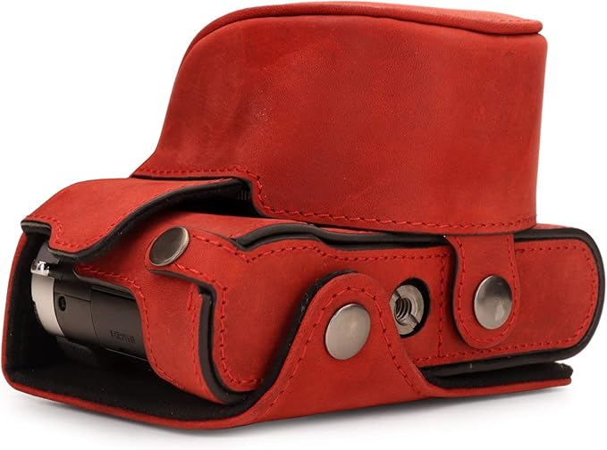 MegaGear MG1699 Ever Ready Genuine Leather Camera Case Compatible with Leica D-Lux 7 - Red