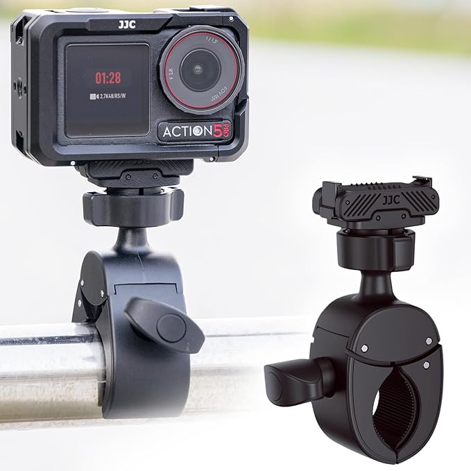 JJC Magnetic Bike Pole Mount for DJI Osmo 360 Action 5 4 3 Accessories, with Ball Head Mini Handlebar Bike Pole Mount Motorcycle Clamp Mount, Lightweight ABS Crab Pole Clamp for Round Pipe Tube Desk