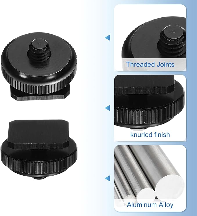 PATIKIL Hot Shoe Adapter 1/4" Male, 4 Pcs Hot Shoe Mount Adapter Camera Mount Screw Camera Video Light Converter for Microphone Holder Accessories 0.59x0.91x0.91 Inch
