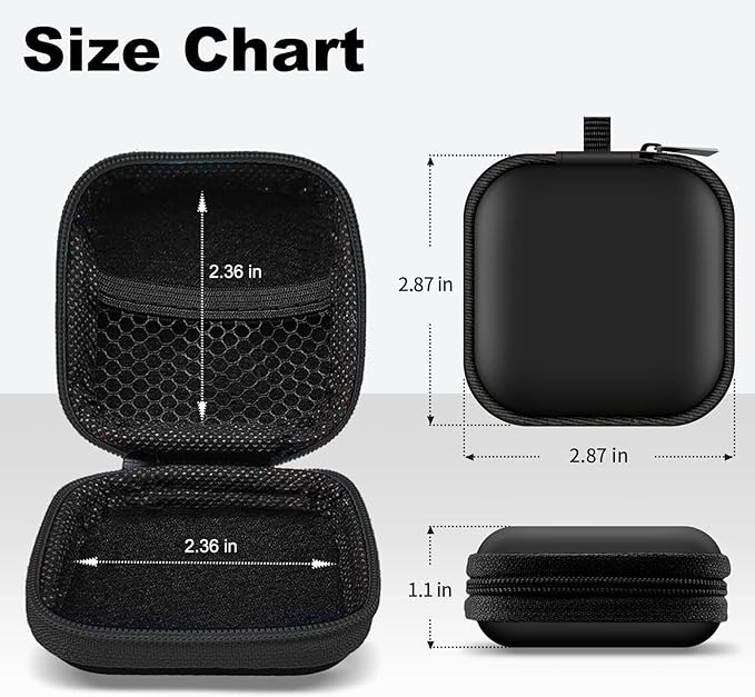 MOLOVA Square Earbud Case Portable EVA Carrying Case Storage Bag Tech Pouch Cell Phone Accessories Organizer with Carabiner for Earphone, Earbud, Earpieces, SD Memory Card, Camera Chips, Red