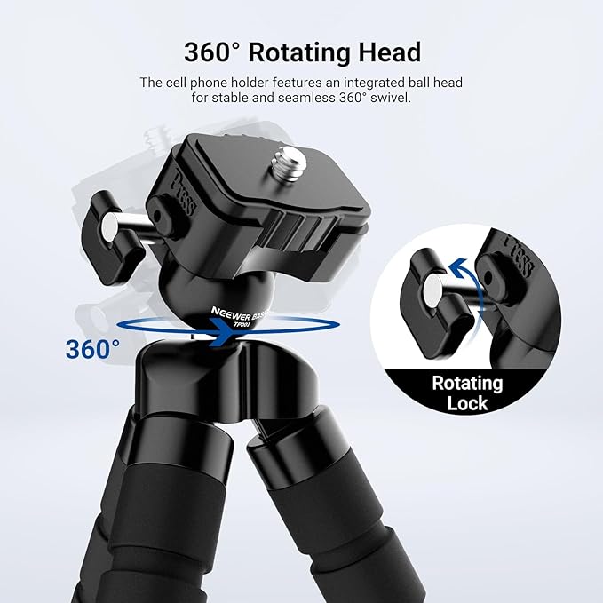 NEEWER Basics Flexible Phone Tripod, Mini Small Octopus Desk Stand Holder, Vlog Selfie Stick for Cell Phone Camera Compatible with iPhone GoPro DJI Insta 360 Action Camera for Video Recording, TP001