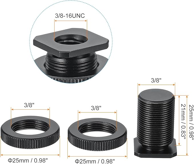 PATIKIL Male 5/8" to Female 3/8" Camera Hot Shoe Mount, Flash Cold Shoe Mount Tripod Screw Adapter for DSLR Rig, Black