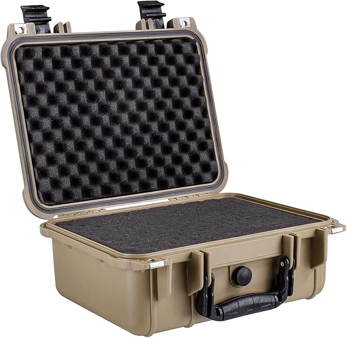 Eylar Protective Camera Hard Case Water & Shock Proof with Foam 13.37 inch 11.62 inch 6 inch Tan