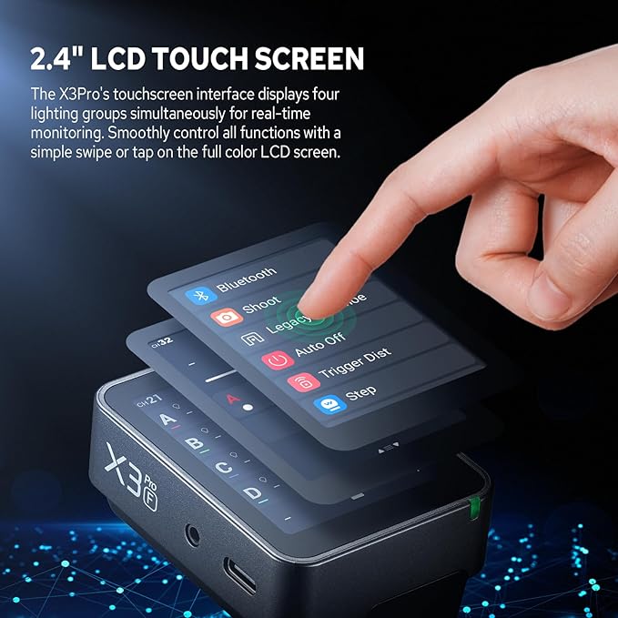 Godox X3 Pro F X3Pro-F Flash Trigger for Fujifilm, 2.4" Touchscreen, 1/8000s HSS TTL TCM, USB-C Charge, 30-Day Battery Life, GODOX X3PRO X3Pro F X3ProF Touchscreen Wireless Flash Trigger Transmitter