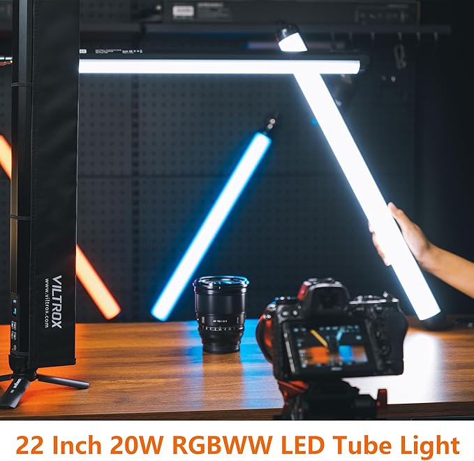 VILTROX 58cm 20W RGB Light Stick,1920LM 2500K~8500K TLCI≥97 LED Photographye Tube Light, Phone Control RGB Photo Lamp for YouTube, TikTok, Game Streaming, Party Bar (K60)
