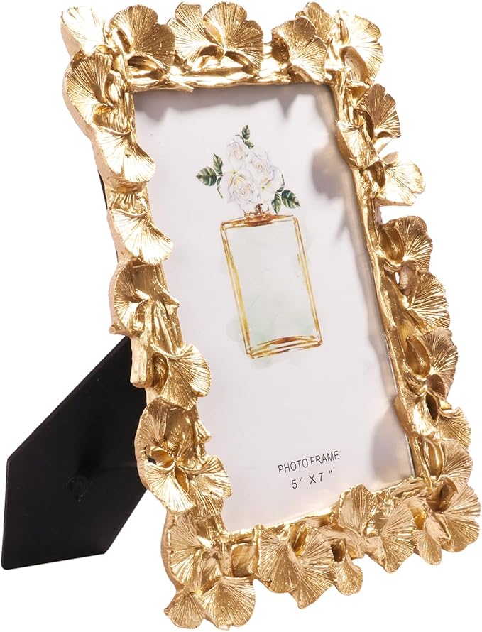 Picture Photo Frames 4x6, Gold Leaf Photo Frame,Vintage Picture Frame for Tabletop Stand or Hanging, Elegant Picture Frames for Desk or Wall,Tabletop, Counterspace, Shelf (Silver, 4x6)