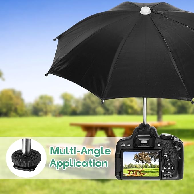 PATIKIL Camera Umbrella, 10.6 Inch Sunshade Camera Hot Shoe Umbrella Rain Cover Protector for Nikon, Black