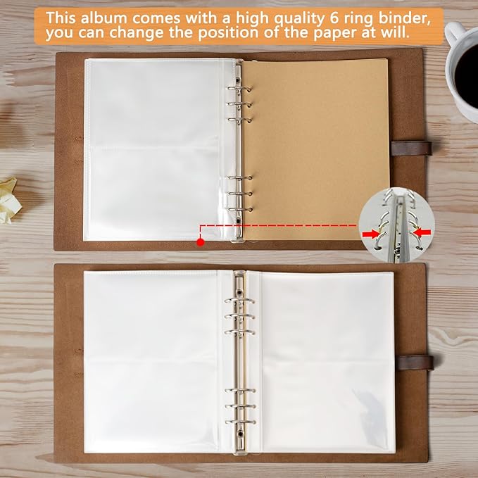 Photo Album 4x6 200 Photos, Genuine Leather Photo Albums with Writing Space with 30 Writing Paper, Travel Family Wedding Kids Graduation Ultrasound Baby Picture Album Scrapbook Photo Album（Hello Baby）