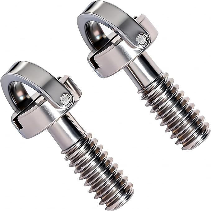 1/4"-20 Camera Long Screw (2-Pack) – 17mm Extra Length, Stainless Steel D-Ring & Flat Head Fixing Screws for Camera Tripod/Monopod Quick Release Plate, Hand-Tighten Design