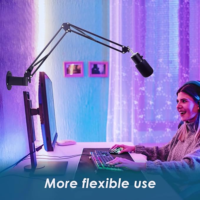 YOUSHARES Mic Stand - Microphone Arm with Upgraded Heavy Duty Clamp, Wall Mount and Universal Mic Holder for Blue Yeti/HyperX QuadCast ＆ Other Mics