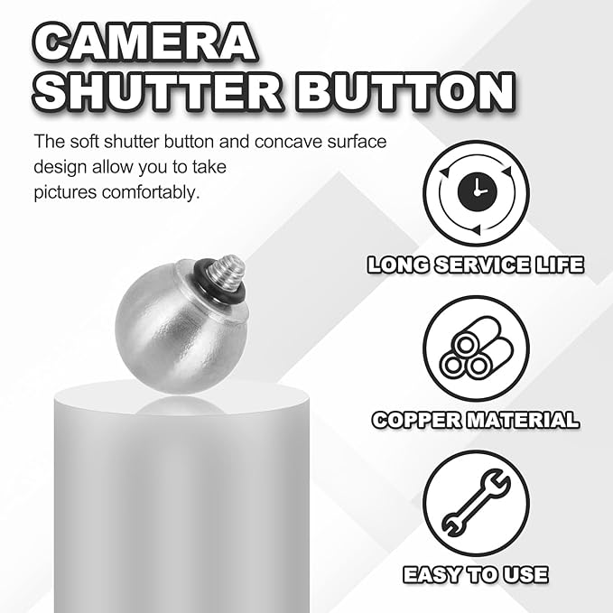 PATIKIL Camera Shutter Button, 10mm Ball Shape Shutter Release Button Pure Copper Camera Buttons for Fujifilm XT5 XT30 XT20 XT4 XE2 XE4, Silver