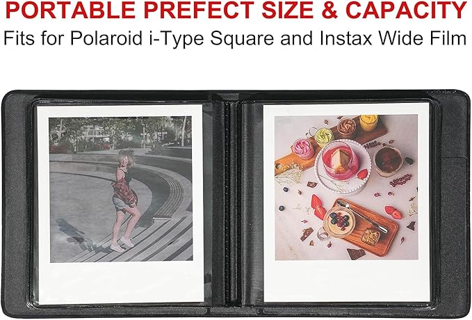 iFreak Polaroid Photo Album Book Fits For Fujifilm Instax Wide Square Picture Album, Holds Square Instant Square SQ1 SQ6 SQ10 SQ20 Camera Film Polaroid 600 i Type 3.5x4.25 inch Film (White)