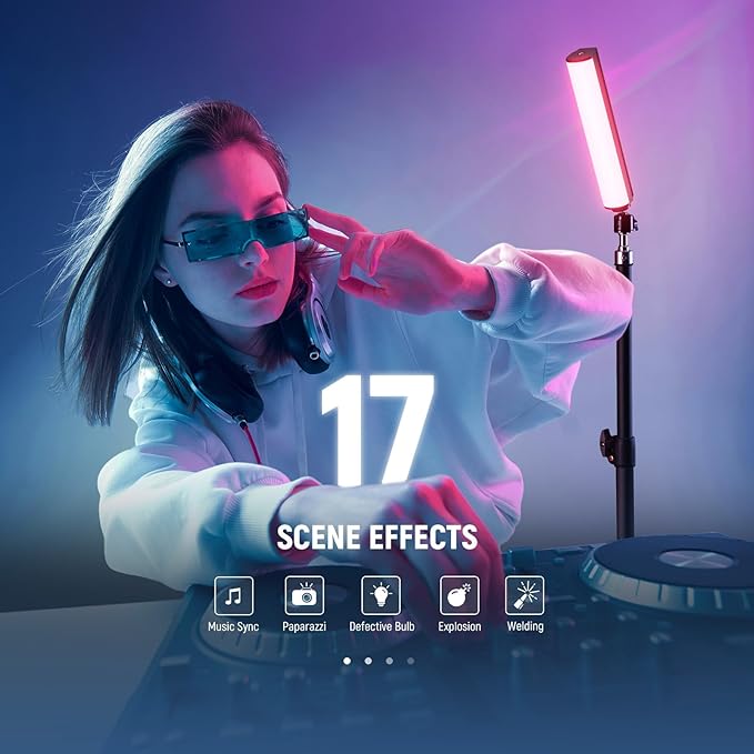 NEEWER RGB Light Wand with Desk Tripod, Magnetic Handheld Photography Video Lighting Stick, 2500K-8500K Dimmable CRI95+ Full Color LED Tube Light Bar, 2550mAh Battery 17 Scenes for Vlog TikTok, TL20C