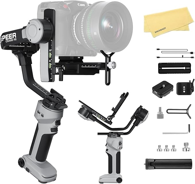ZHIYUN CINEPEER Crane 4E 3-Axis Camera Gimbal Stabilizer for Canon/Sony/Panasonic/Nikon,Extendable Sling Grip Native Vertical Shooting Handheld Camera Gimbal