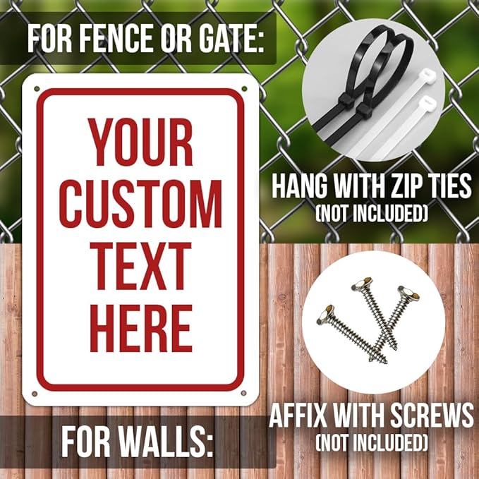 Custom Sign, Personalized Signs for Office, Business, Workplace, Warehouse, Airbnb, Warning Label, Delivery Red Border Signs, 10 x14 Inches, Rust Free PVC, Waterproof, Hazard Information, Made in USA (Multi-color, 10 x 14")