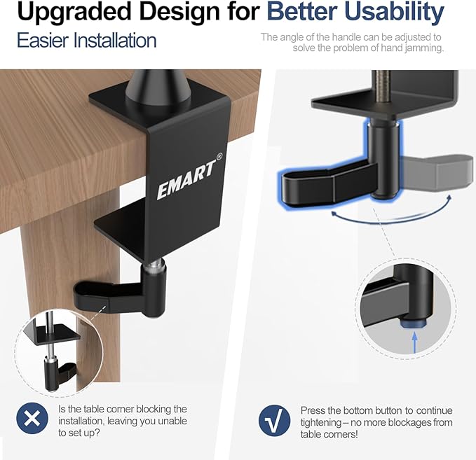 EMART Overhead Camera Mount Rig, Desk Mount & Adjustable Height/Width with Phone Holder, Max Load 26.5lbs, Compatible with DSLR, Smartphones & Webcams for Top Shot, Video, Vlog, Studio Photography
