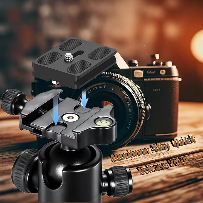 2 Pack Aluminum Alloy Quick Release Plate, Tripod Quick Release Plate PU50, for Arca Swiss Plate with 1/4" Slotted Screw/D-Ring Screw, Camera Mount Adapter for Standard Tripod Ball Heads