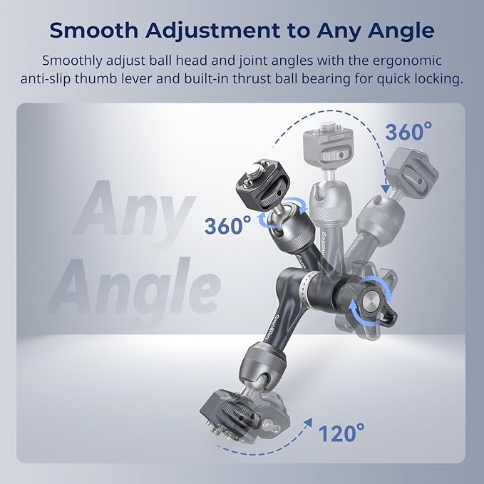 SMALLRIG 7" Rosette Magic Arm, Camera Monitor Mount, Articulating Arm with 1/4"-20 and 3/8"-16 Locating Screw for ARRI, Max Load Capacity 3.5kg Friction Arm, for Cameras, Monitors, LED Lights