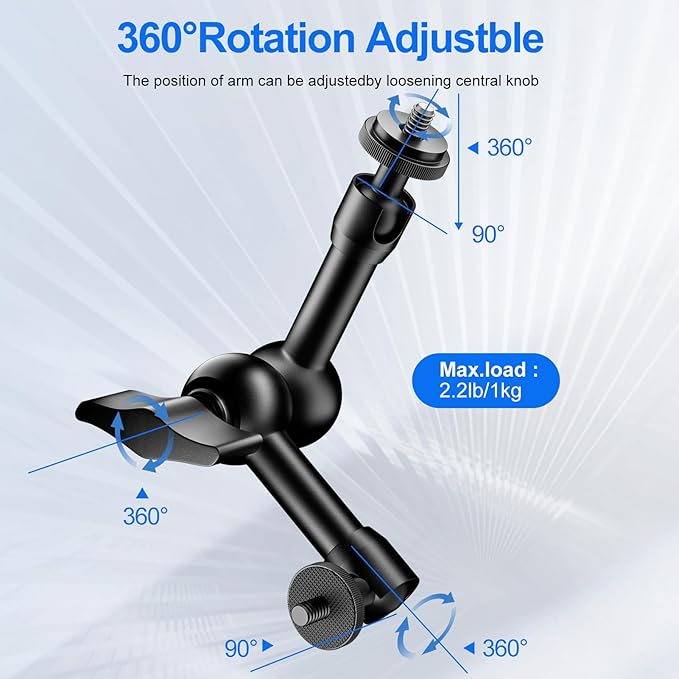 EMART 6inch Articulating Magic Arm Camera Mount with Super Clamp, Friction Power Adjustable Camera Mounts & Clamps with Magicarm and Cold Shoe for Photography/Videography/Webcam/Flash Light