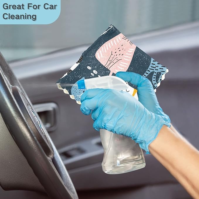 CaTaKu Cute Blue Cats Microfiber Reusable Cleaning Cloths Kitchen Dish Cloths Dish Rags for Washing Dishes, Dish Towels Washcloths for Kitchen Drying, 6 Pack