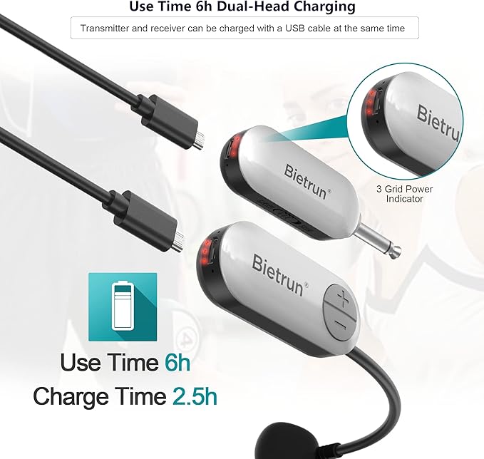 Bietrun UHF Wireless Microphone Headset, 165ft Range, Working Time 6H, 1/4''Plug, Wireless Headset Mic ＆Handheld Mic 2 in 1, for Karaoke Speaker, Amplifier, Speakers, PA System, Teaching, Fitness