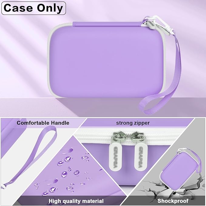 Kids Camera Case Compatible with Cimizi/for Dylanto/for Gofunly/for DUDUDRAGON/for HiMont Instant Print Cameras & Film Cameras, Shockproof Organizer with Removable Divider & Mesh Pockets
