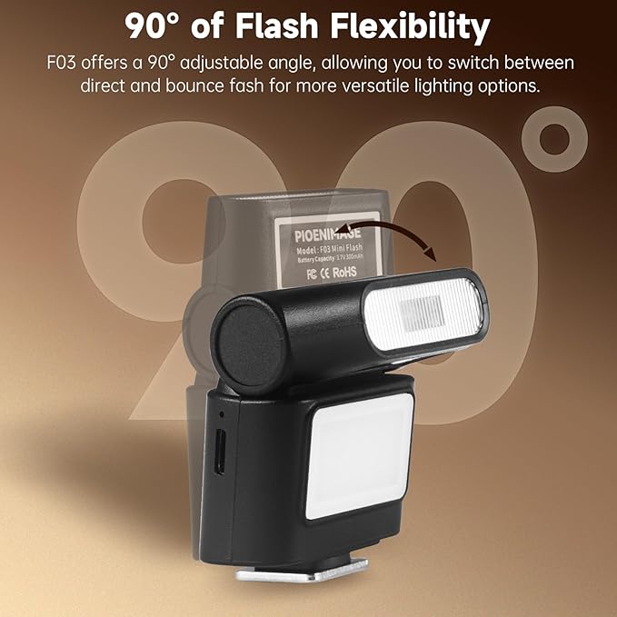 Mini Camera Flash Speedlite with Video Light, GN8 6500K Adjustable External Flash, Universal Single Contact Hot Shoe Mount, Compatible with Canon/Nikon/Sony/Fuji/DSLR