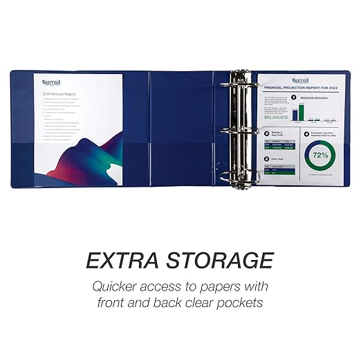 Samsill Durable 6 inch 3 Ring Binder, Made in USA, Locking D Ring FSC 100% Recycled Chipboard, Blue