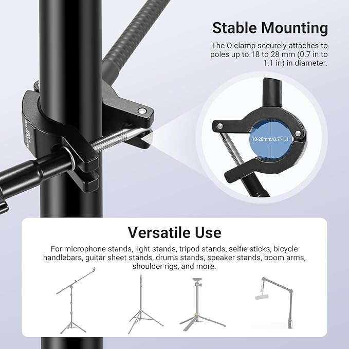 NEEWER BASICS Magnetic Phone Holder for Mic Stand with Flexible Tube, Magnet Adjustable Boom Pole Arm Mount Compatible with iPhone Android Samsung for Microphone Music Guitar Audio Recording, MS040