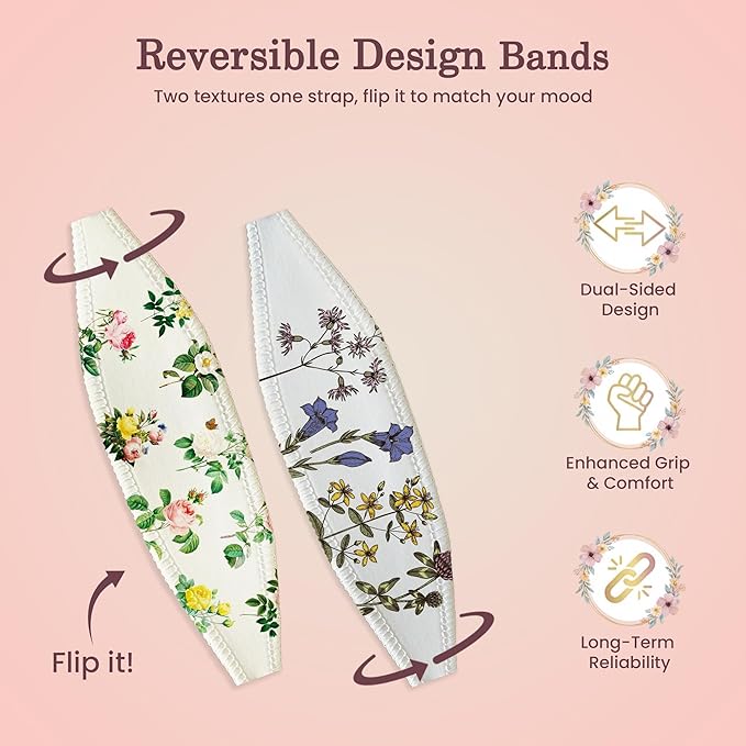 Switchbands Universal Phone Grip Strap - Vintage Garden - Pack of 2, Wireless Charging Compatible, Reversible & Customizable Slim Anti-Drop Phone Grip Holder for iPhone, Samsung & Other Phone Cases