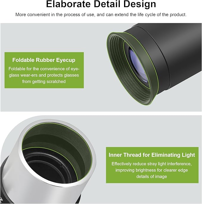 Alstar 1.25 Inch Plossl Telescope Eyepiece - 25mm Fully Multicoated Optical Lens for 1.25inch Astronomic Telescope and Astronomy Filters - 4 Element Plossl Design