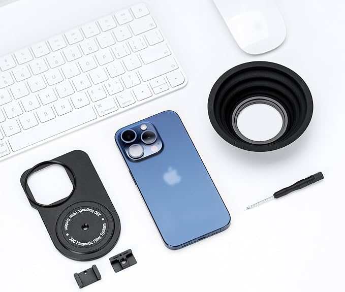 Magnetic Lens Filter Mount for iPhone 14 Pro,[Filter NOT Included],Magnetic Filter System for Any Threaded 49mm Filter with Hood,Cold Shoe Mount & Tripod Mount Adapter