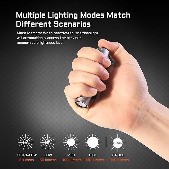 ACEBEAM Rider RX 1000 High Lumens EDC AA Flashlight Rechargeable, Pocket LED Flashlight with Clip, Super Bright Mini Flash Light, Small Powerful Flashlight for Camping, Emergency(Aluminum Material)