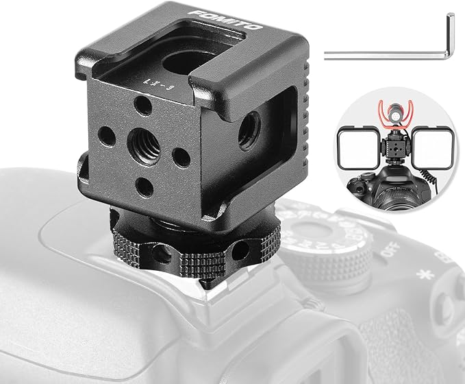 Fomito LX-3 3-Head Cold Shoe Mount with 1/4"-20 Thread for Camera Cage Flash LED Monitor Microphone etc