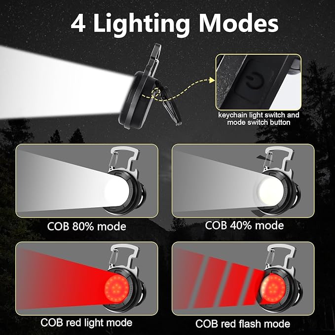 SEFONE Keychain Flashlight 2 Pack, 1000 Lumens EDC Flashlight COB Work Light, Bottle Opener Keychain Mini Pocket Flashlight with Magnet Bracket Folding for Biking Fishing Running