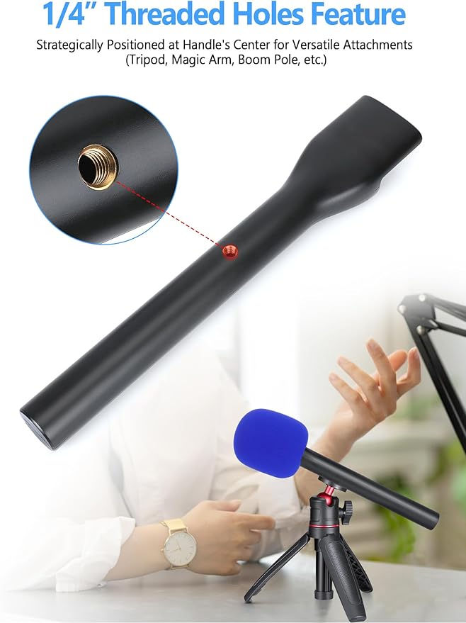 YOUSHARES Handheld Adaptor with Foam Cover, Compatible with Rode and DJI Wireless Microphones for Interviews (Blue Foam)