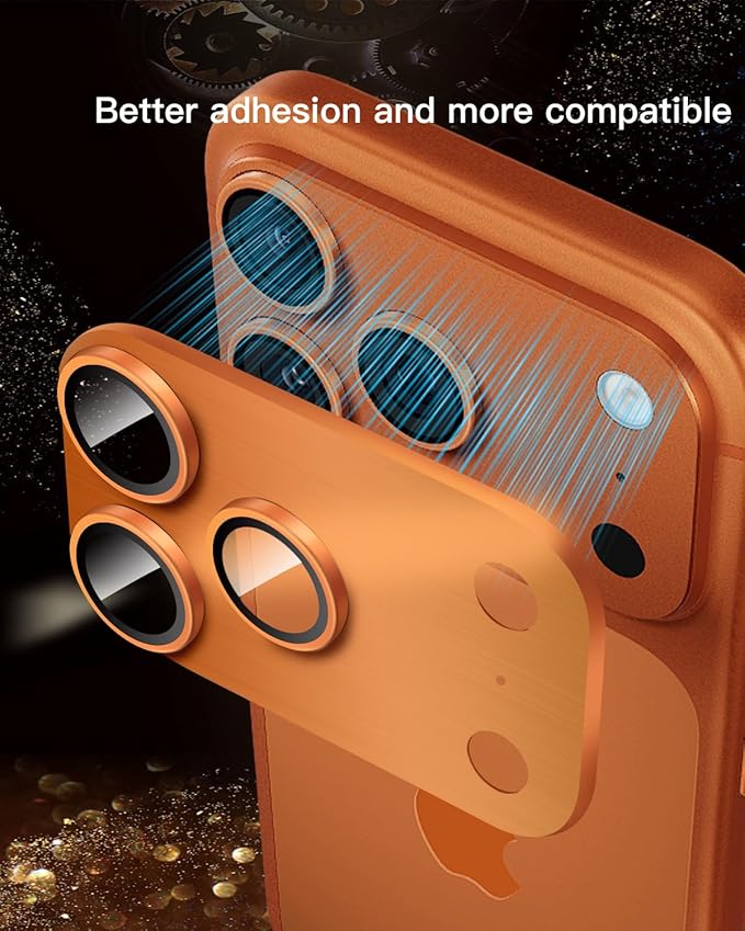 Camera Lens Protector for iPhone 17 Pro Max,Metal Frame Tempered Glass - Anti-Break,Strong Adsorption,Case-Friendly-Cosmic Orange