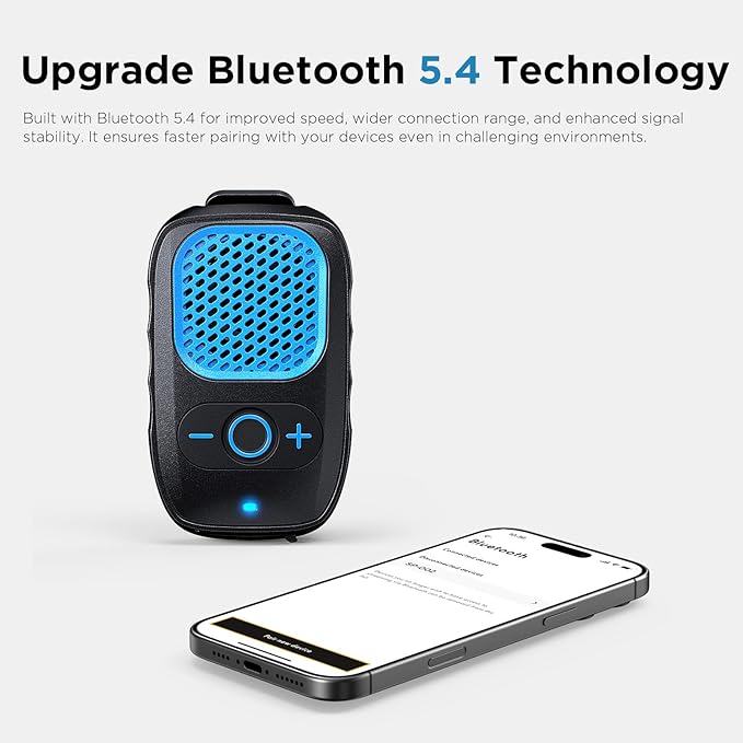 Wearable Bluetooth Speaker, 30H Working Time Clip-On Wireless Jobsite Pro Water-Resistant Portable Speaker, Built-in Mic for Hands-Free Music and Calls (Green)
