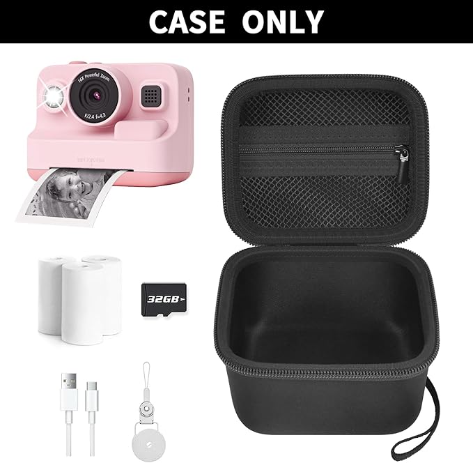 ANKHOH Case for Dylanto/for DUDUDRAGON/for Yehtta/for Gofunly/for LETSHAH Kids Camera Instant Print, 1080P Kid Cameras Storage Organizer Gifts Bag for Printing Paper and Toy Accessories,Black-Only Box