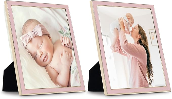 Sheffield Home Tabletop Picture Frame – Iron Enamel Decorative Display Frame for Home or Office, 5x7 Inch, Pink