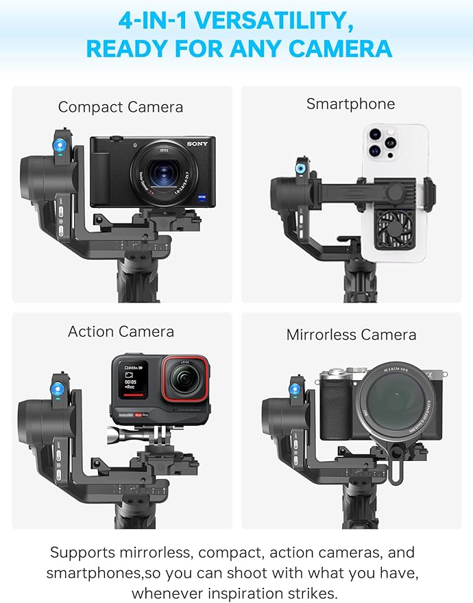 FeiyuTech SCORP Mini 3 Pro 3-Axis Gimbal Stabilizer with Built-in AI Tracking & Detachable Touchscreen Handle, 4.4lbs Payload for Mirrorless Cameras, Smartphones, Action Cams