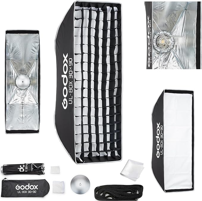 Godox Softbox Godox Quick Release Umbrella Softbox,Bowens Mount with Removable Front and Inner Diffusers/Grip/Diffuser Plate for Photography, Live Streaming,Location Portrait (UL-BOX-30 * 90)