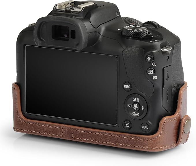 Mega Gear Genuine Leather Camera Case for Canon EOS R100 (18-45mm) - Stylish and Protective - Brown