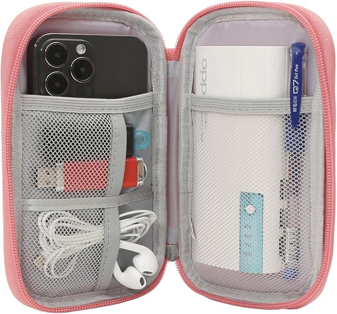 Electronic Organizer Travel Cable Accessories Bag, Electronic Organizer Case, Electronic Accessories Organizer Pouch Bag for Cable, Cord, Charger, Phone, Power Bank, Earphone (Pink)