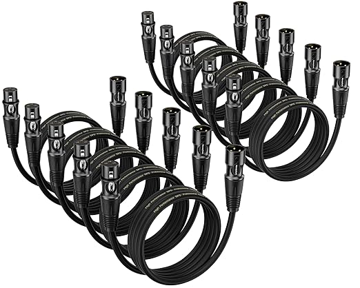 XLR Cables 2 Ft 10 Packs - Male to Female Microphone Cable with 3-Pin Balanced Shielded XLR Speaker Cables Mic Cable