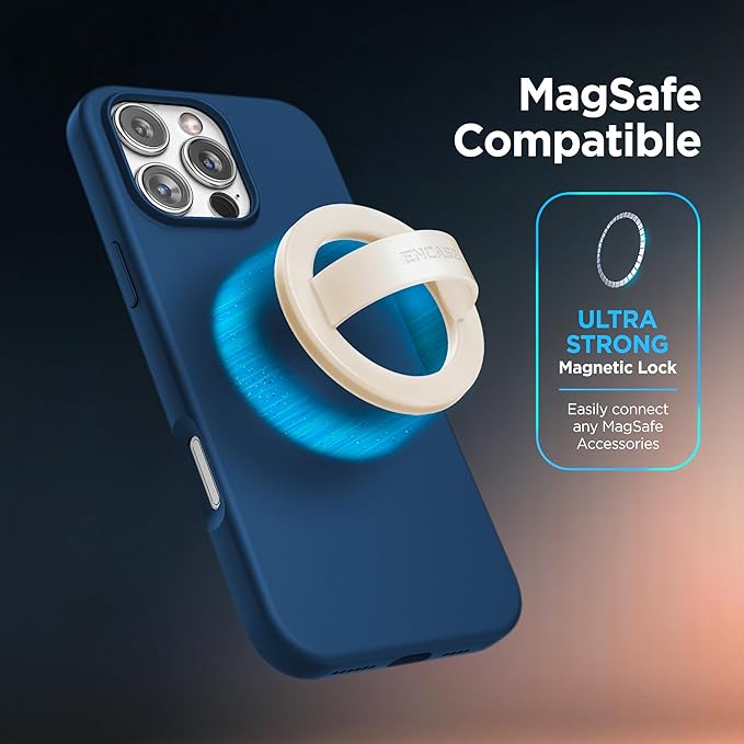 Encased Magnetic Phone Grip Holder (Compatible with MagSafe) Thin Silicone Finger Loop Ring for iPhone (Ivory)