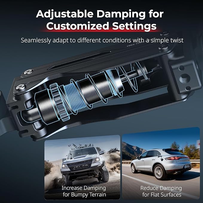 SMALLRIG Mini Electronic Shock Absorber Arm, 5” Vacuum Suction Cup Car Mount for DJI Osmo Pocket 3/for GoPro HERO13/for Insta360 X5/X4/X3 Ace Pro2, 2000mAh, Double Spring and Hydraulic Damping -5507